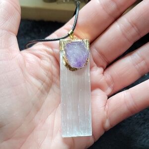 Gold and Purple Pendant Necklace